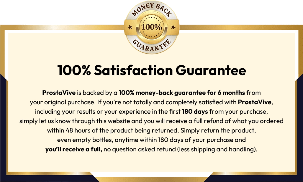 ProstaVive 100% Money Back Guarantee badge